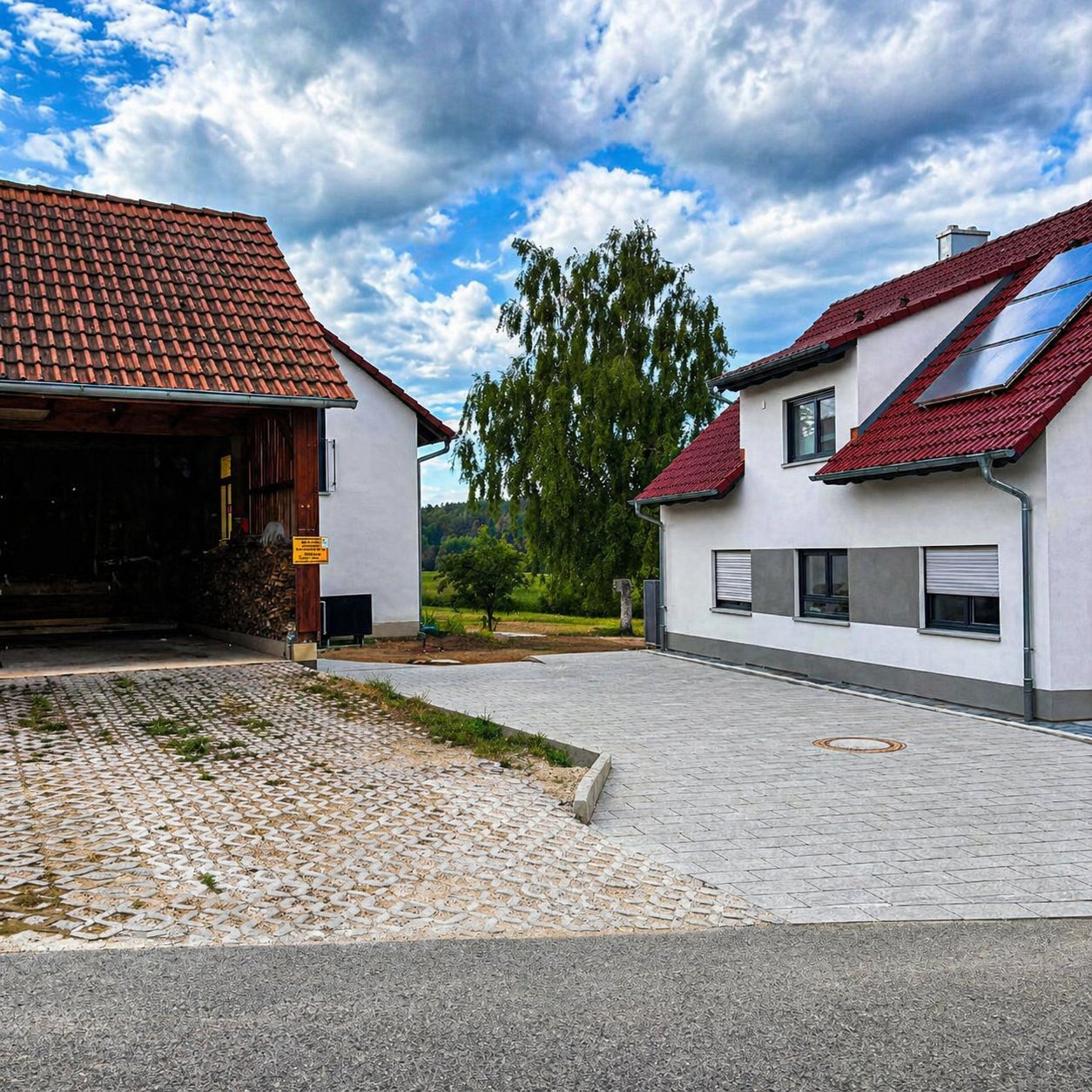Neu gepflasterte Einfahrt