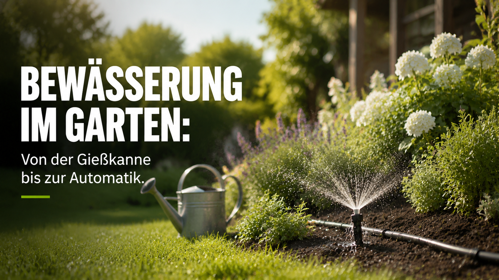 Automatische Gartenbewässerung mit Tropfschlauch im Beet