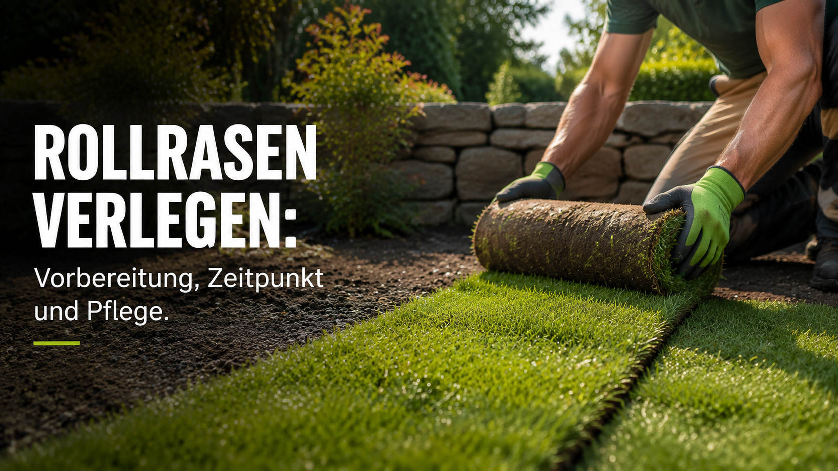 Verlegen von Rollrasen auf vorbereitetem Boden
